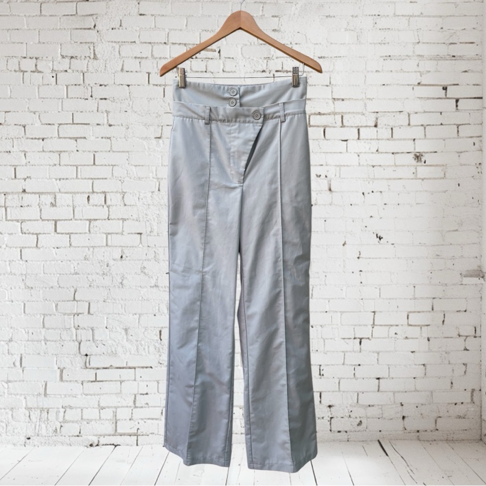 Asymmetrical High-Waisted Light Seafoam Green Trousers Sz M